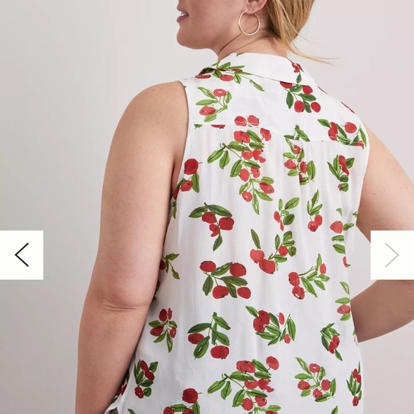 Anthropologie Red and White Sleeveless Blouse with Mandarin Collar - Picture 8 of 13